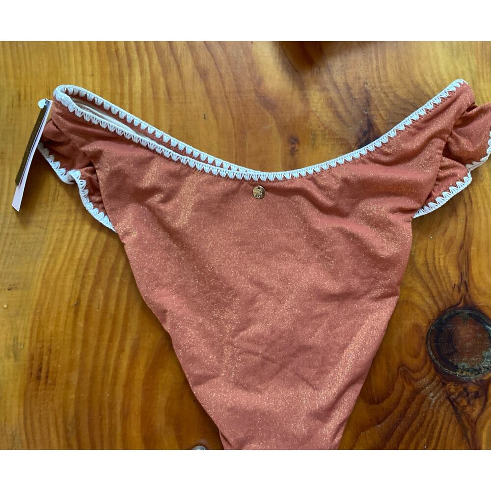 Victorias Secret Tan Shimmer Glitter Two Piece Swimsuit XXL Top M Bottom - Picture 7 of 11